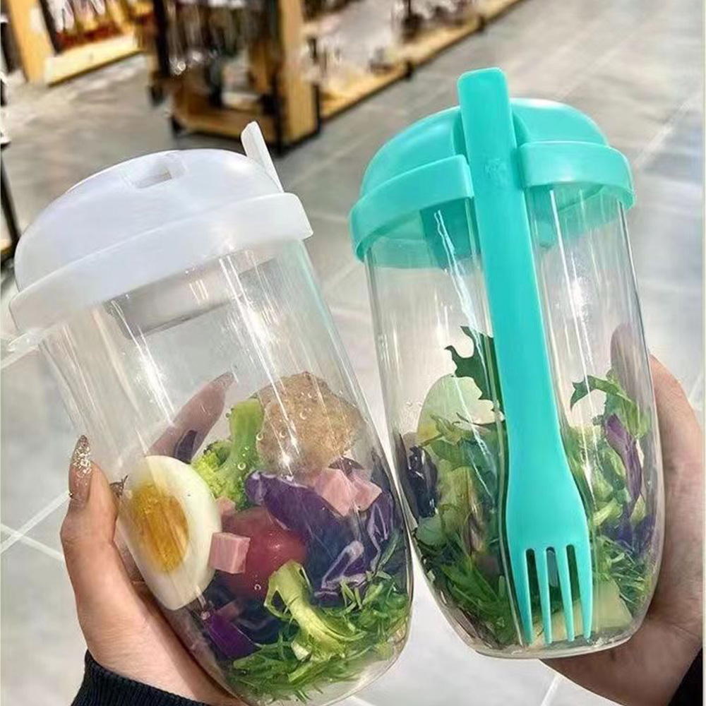 Meal Preparation - 1PC White/Green Portable Bottle Salad Shaker