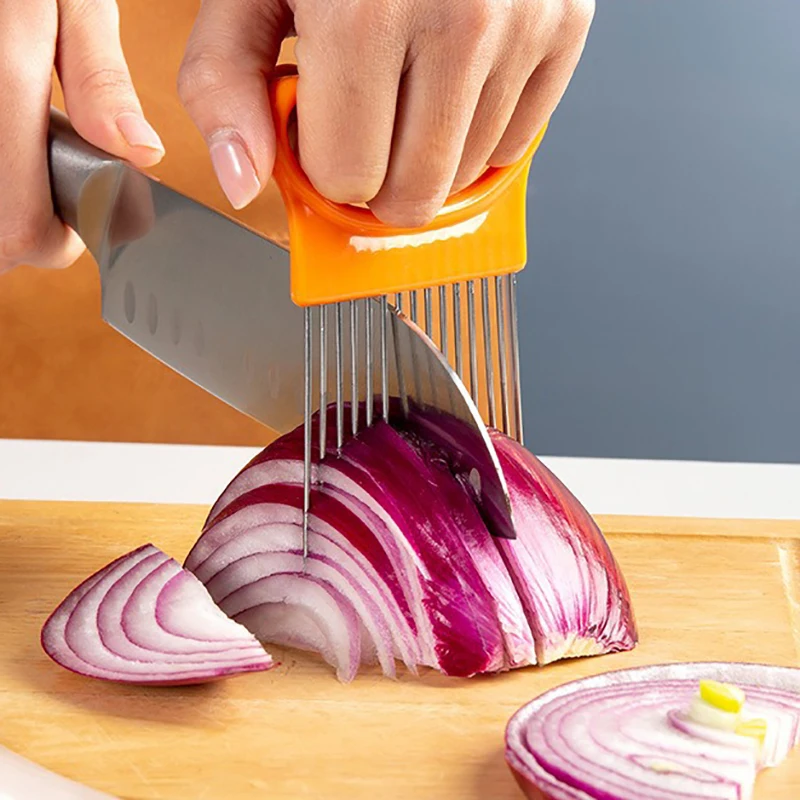 Onion Holder Slicer - Colorful Onion Slicer Holder, Stainless Steel