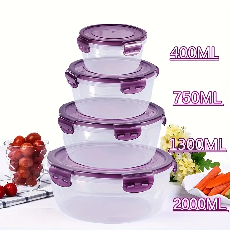 Meal Preparation - 4 Plastic Food Storage Containers, Lunch