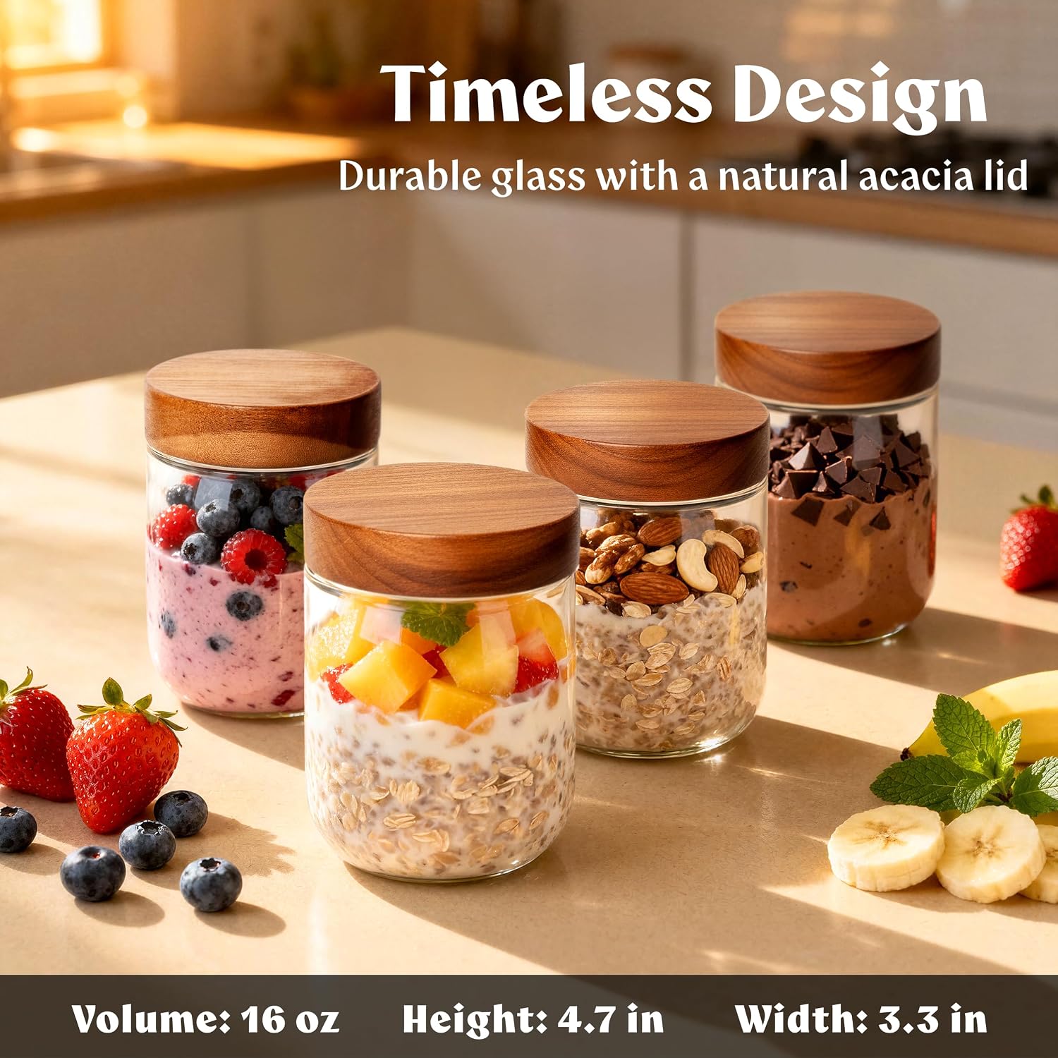16oz Glass Meal Prep Jars with - Meal Prep Overnight Oats review and price