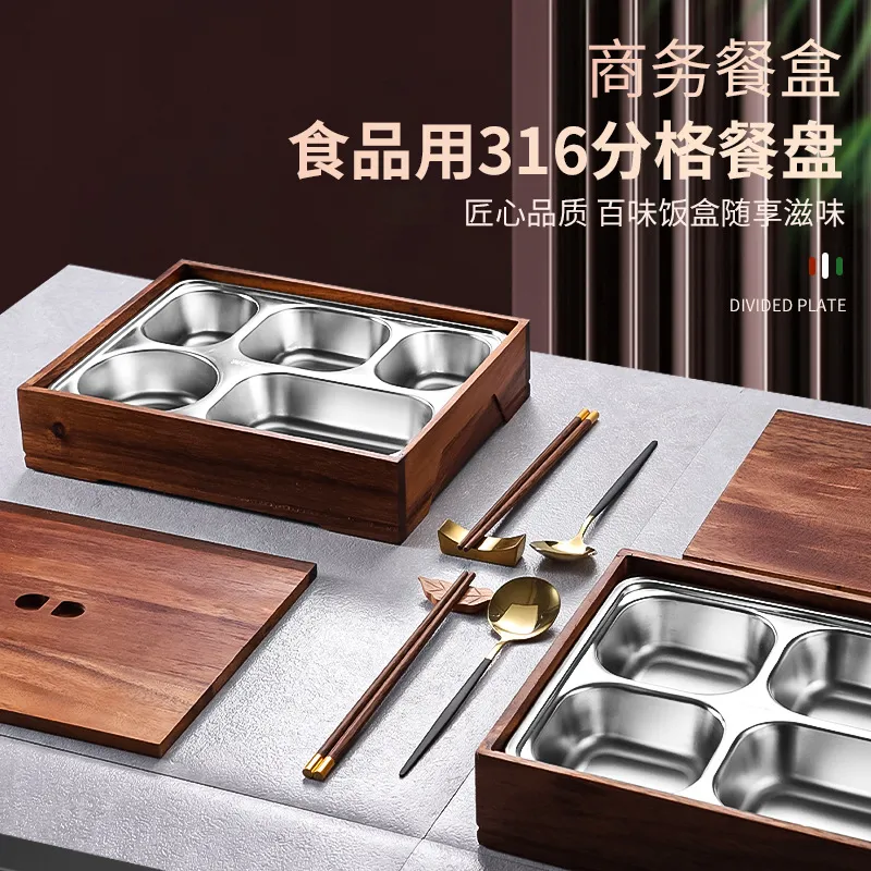 Black Walnut Bento Box with Di - Meal Prep Korean review and price